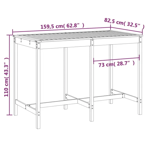 Masă Grădină Albă din Lemn Masiv de Pin - Livrare Gratuită