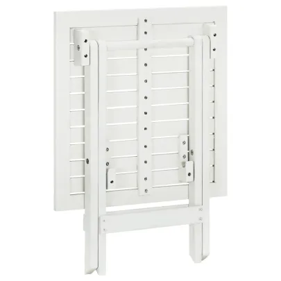 Masă Bistro Albă din Lemn Acacia Masiv - 46x46x47 cm