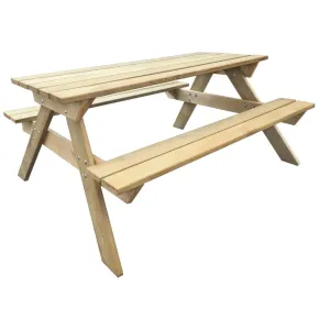 Masă picnic lemn natural - 150x135 cm - Livrare gratuită