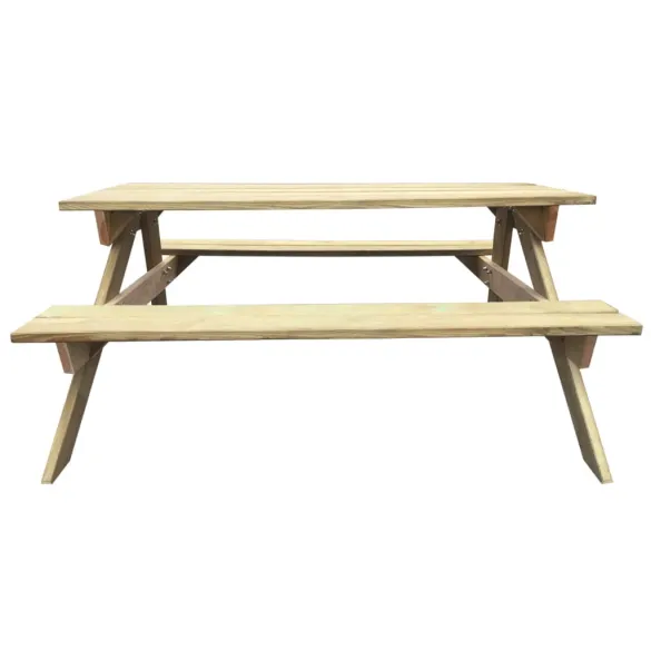 Masă picnic lemn natural - 150x135 cm - Livrare gratuită