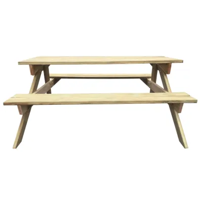 Masă picnic lemn natural - 150x135 cm - Livrare gratuită