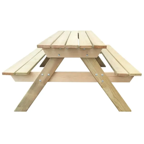 Masă picnic lemn natural - 150x135 cm - Livrare gratuită