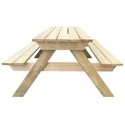 Masă picnic lemn natural - 150x135 cm - Livrare gratuită