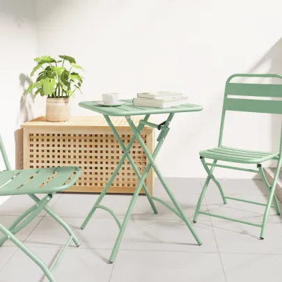 Masă Grădină Pliabilă Verde Mentă, Oțel - Livrare Gratuită