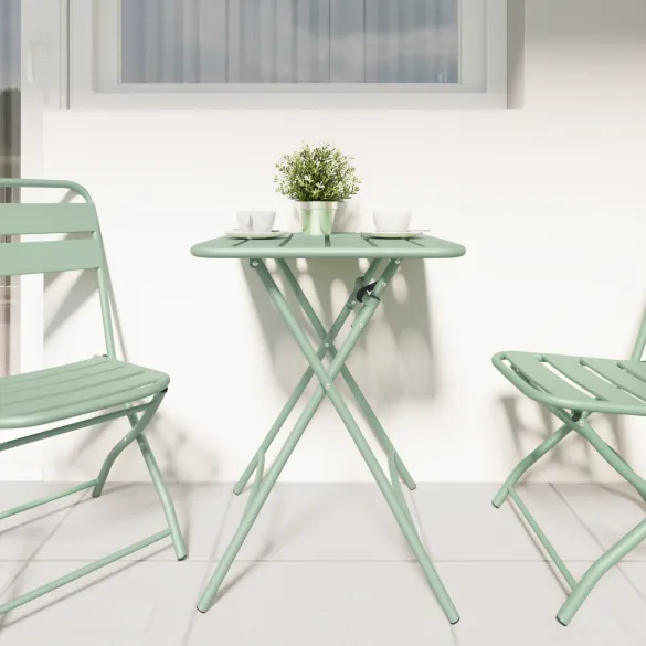 Masă Grădină Pliabilă Verde Mentă, Oțel - Livrare Gratuită