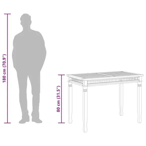 Masă Grădină Lemn Tec Masiv - 110x65x80 cm - Livrare Gratuită