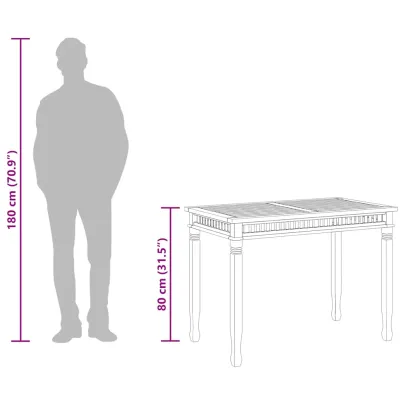 Masă Grădină Lemn Tec Masiv - 110x65x80 cm - Livrare Gratuită