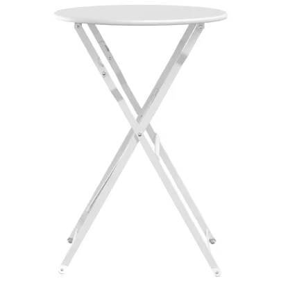 Masă Bistro Pliabilă Albă Rotundă | Oțel | Exterior