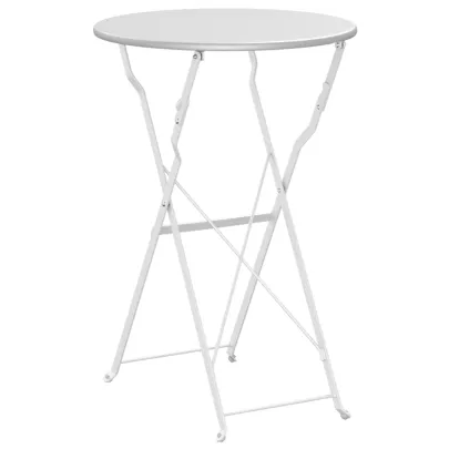 Masă Bistro Pliabilă Albă Rotundă | Oțel | Exterior