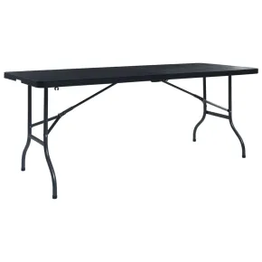 Masă Grădină Pliabilă Negru 180x75 cm - Ratan HDPE | Comandă