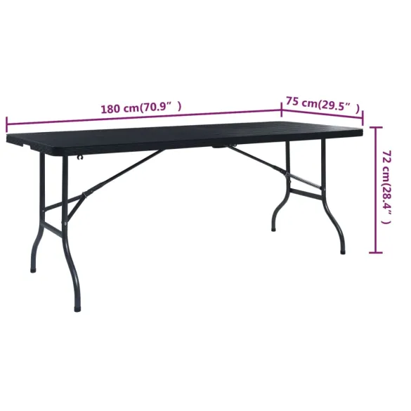 Masă Grădină Pliabilă Negru 180x75 cm - Ratan HDPE | Comandă Masă Grădină Pliabilă Negru 180x75 cm - Ratan HDPE | Comandă