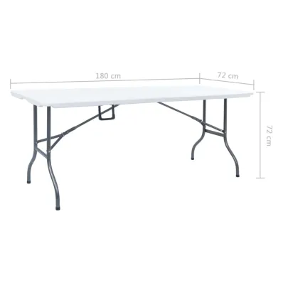 Masă Grădină Pliabilă Albă 180x72 cm - HDPE | Livrare Gratuită