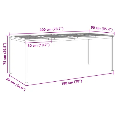 Masă Dining Exterior Lemn Acacia 200x90 cm - Livrare Gratuită