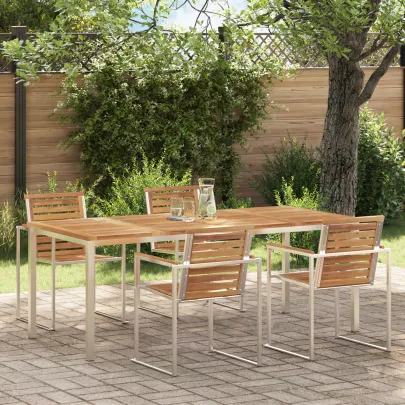 Masă Dining Exterior Lemn Tec Masiv 200x90 cm | Livrare Gratuită