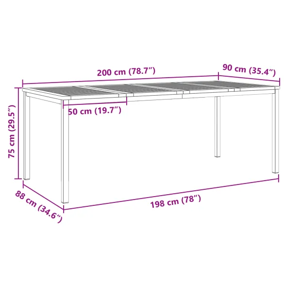 Masă Dining Exterior Lemn Tec Masiv 200x90 cm | Livrare Gratuită