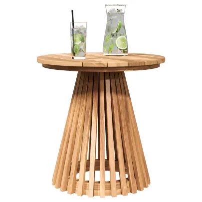 Masă Laterală Grădină Lemn Tec Rotundă | Livrare Gratuită