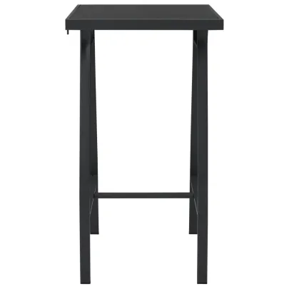 Masă Bar Grădină Negru - Sticlă Securizată | Livrare Gratuită