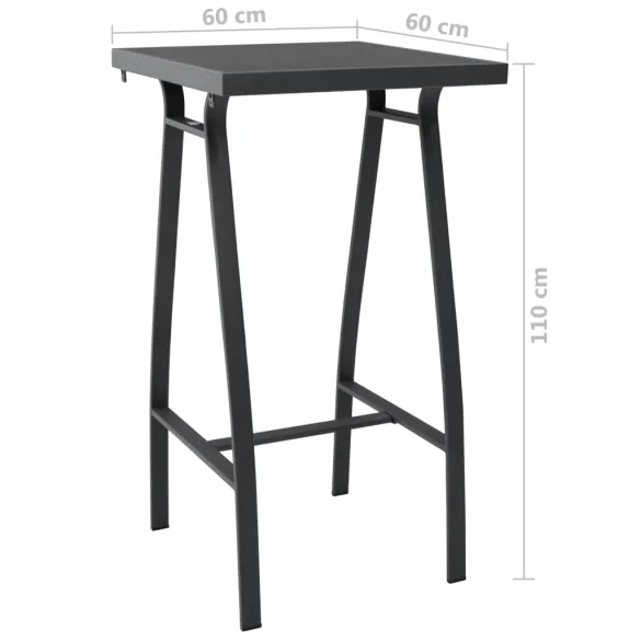 Masă Bar Grădină Negru - Sticlă Securizată | Livrare Gratuită