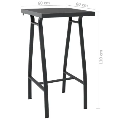 Masă Bar Grădină Negru - Sticlă Securizată | Livrare Gratuită