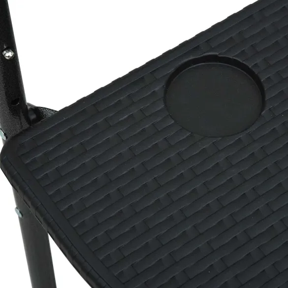 Masă suspendată balcon negru ratan plastic ajustabilă