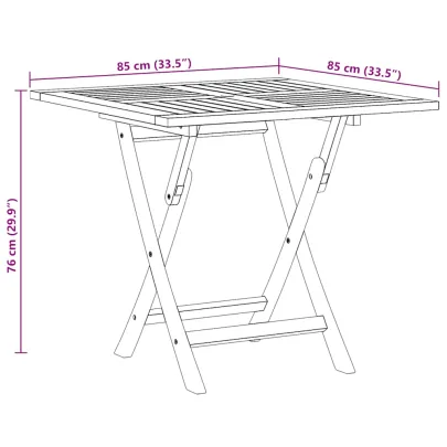 Masă pliabilă grădină lemn tec 85x85 cm | Livrare gratuită