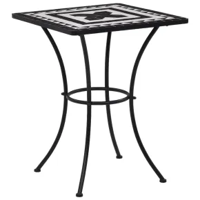 Masă Bistro Mozaic Ceramică - Negru și Alb - 60 cm
