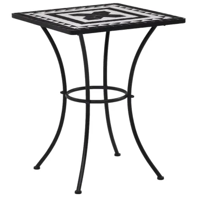 Masă Bistro Mozaic Ceramică - Negru și Alb - 60 cm