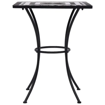 Masă Bistro Mozaic Ceramică - Negru și Alb - 60 cm