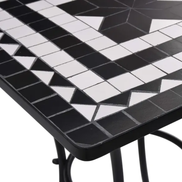 Masă Bistro Mozaic Ceramică - Negru și Alb - 60 cm Masă Bistro Mozaic Ceramică - Negru și Alb - 60 cm