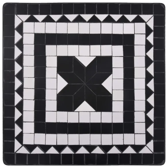 Masă Bistro Mozaic Ceramică - Negru și Alb - 60 cm Masă Bistro Mozaic Ceramică - Negru și Alb - 60 cm