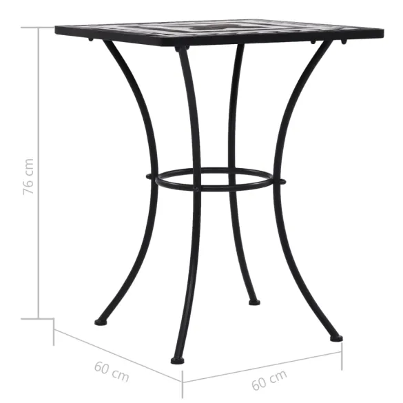 Masă Bistro Mozaic Ceramică - Negru și Alb - 60 cm Masă Bistro Mozaic Ceramică - Negru și Alb - 60 cm