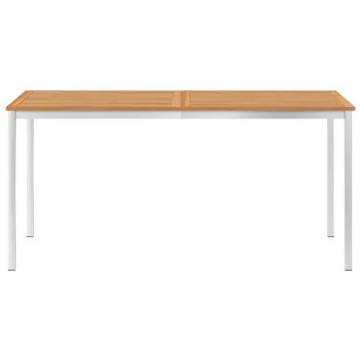 Masă Grădină Lemn Tec 160x80cm | Oțel Inoxidabil | Livrare Gratuită