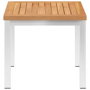 Masă Laterală Grădină Lemn de Tec și Oțel | Livrare Gratuită 2