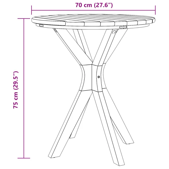 Masă Bistro Grădină Lemn Tec Rotundă Ø70x75 cm Masă Bistro Grădină Lemn Tec Rotundă Ø70x75 cm