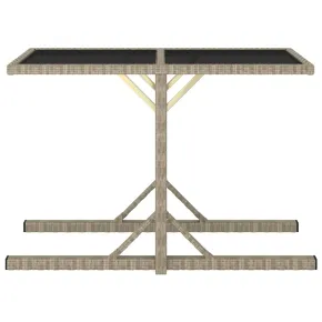 Masă Grădină Bej cu Sticlă - Poliratan Rezistent 2