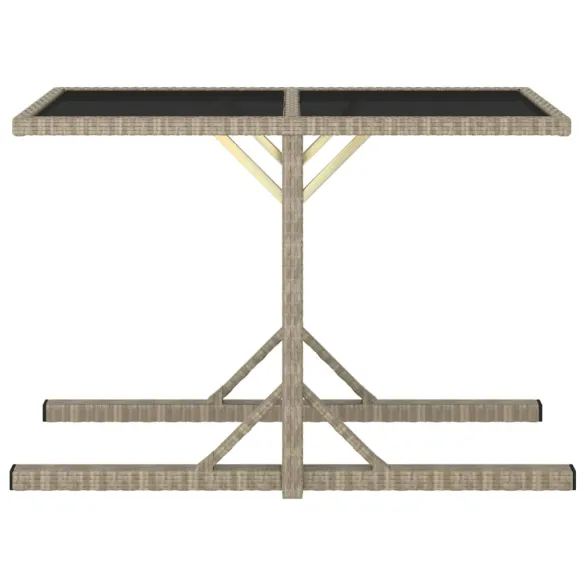 Masă Grădină Bej cu Sticlă - Poliratan Rezistent