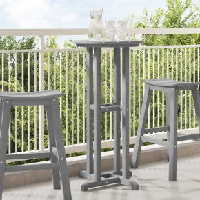 Masă Bar Exterior Rotundă Gri - HDPE Rezistent