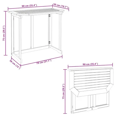 Masă balcon pliabilă lemn acacia | Livrare gratuită