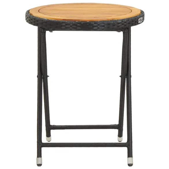 Masă de Ceai Negru din Lemn Masiv Acacia 60 cm