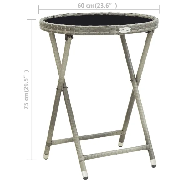 Masă de Ceai Gri cu Ratan și Sticlă, 60 cm | Gratis Livrare Masă de Ceai Gri cu Ratan și Sticlă, 60 cm | Gratis Livrare