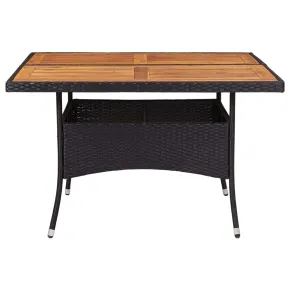 Masă Exterior Negru - Ratan și Lemn de Acacia | Livrare Gratuită 2