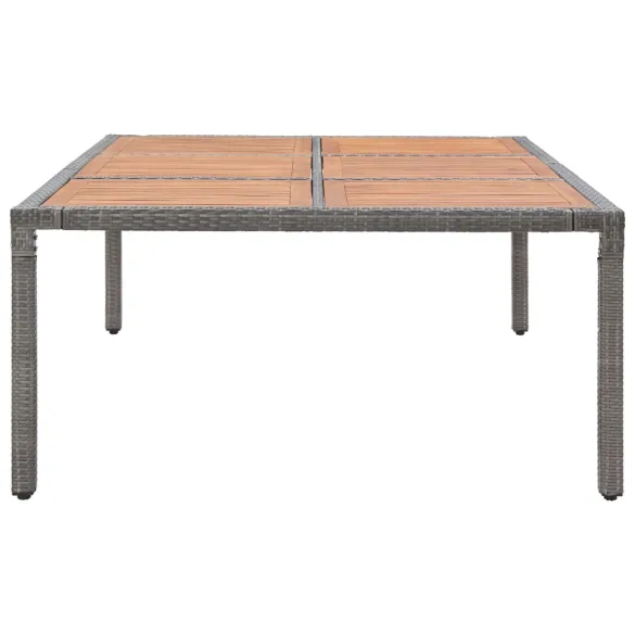 Masă Grădină 200x150 cm - Poliratan și Lemn Acacia - Gri