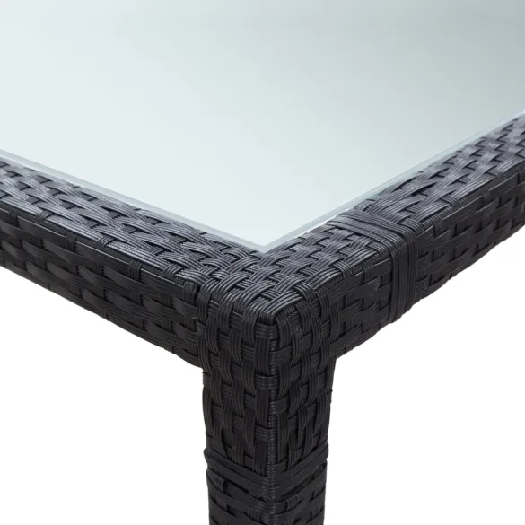 Masă Exterior Poliratan - Negru, 200x150 cm | Livrare Gratuită