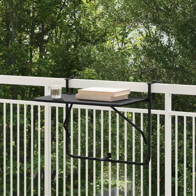 Masă balcon suspendată pliabilă - Oțel, Negru | Livrare gratuită
