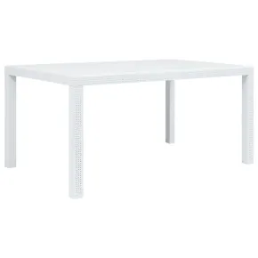 Masă Grădină Plastic Ratan Alb - 150x90 cm