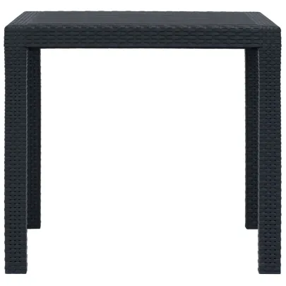 Masă Grădină Plastic Antracit Aspect Ratan | Livrare Gratuită