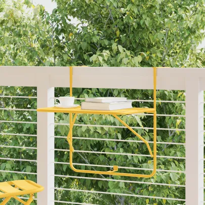Masă de balcon suspendată pliabilă - Oțel - Muștar - 60x40 cm