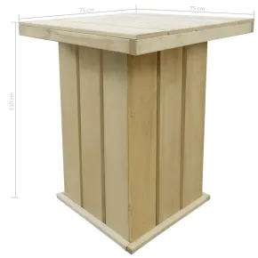 Masă de Bar Exterior din Pin Tratat - 75x75x110 cm 2