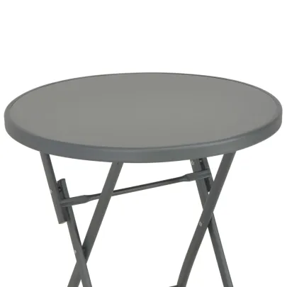 Masă Bistro Pliantă Gri cu Sticlă și Oțel | 60x70 cm
