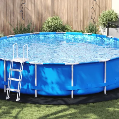 Cască Piscină Rotundă 550 cm Negru Polietilenă | Exterior